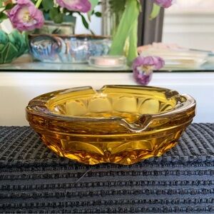 Vintage Amber "Fairfield" Glass Ashtray, Anchor Hocking, USA